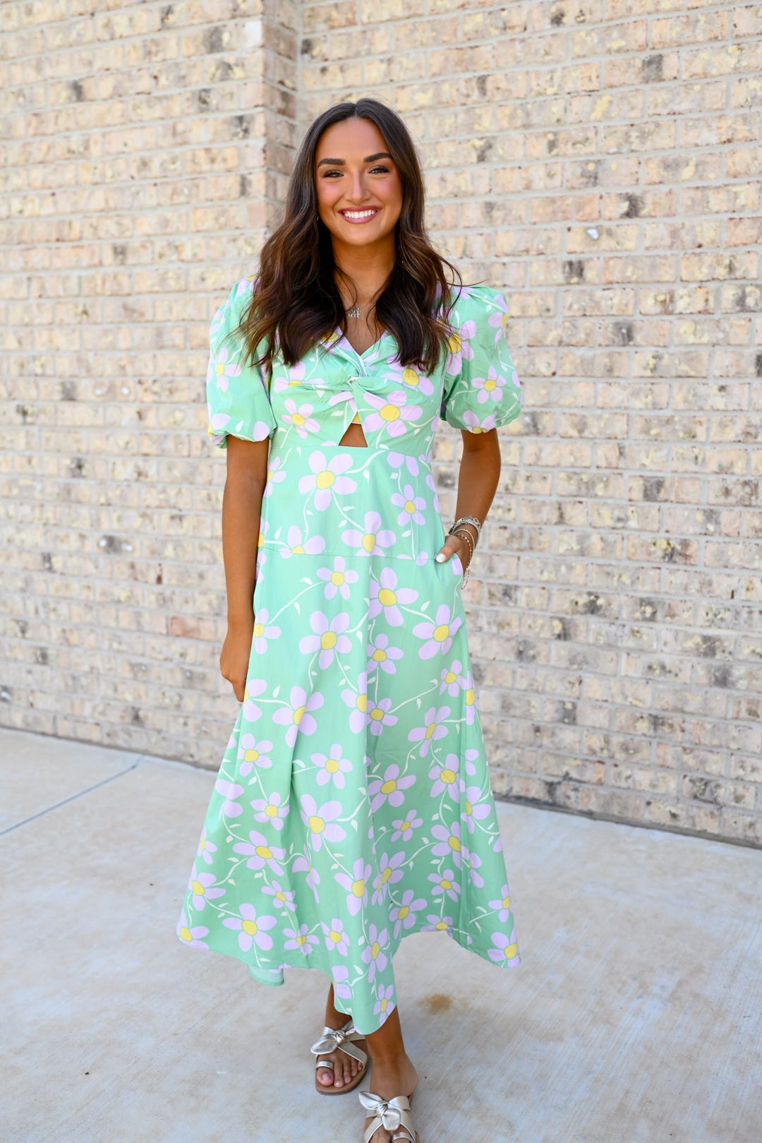 Daisy V-Neck Key-Hole Maxi Dress