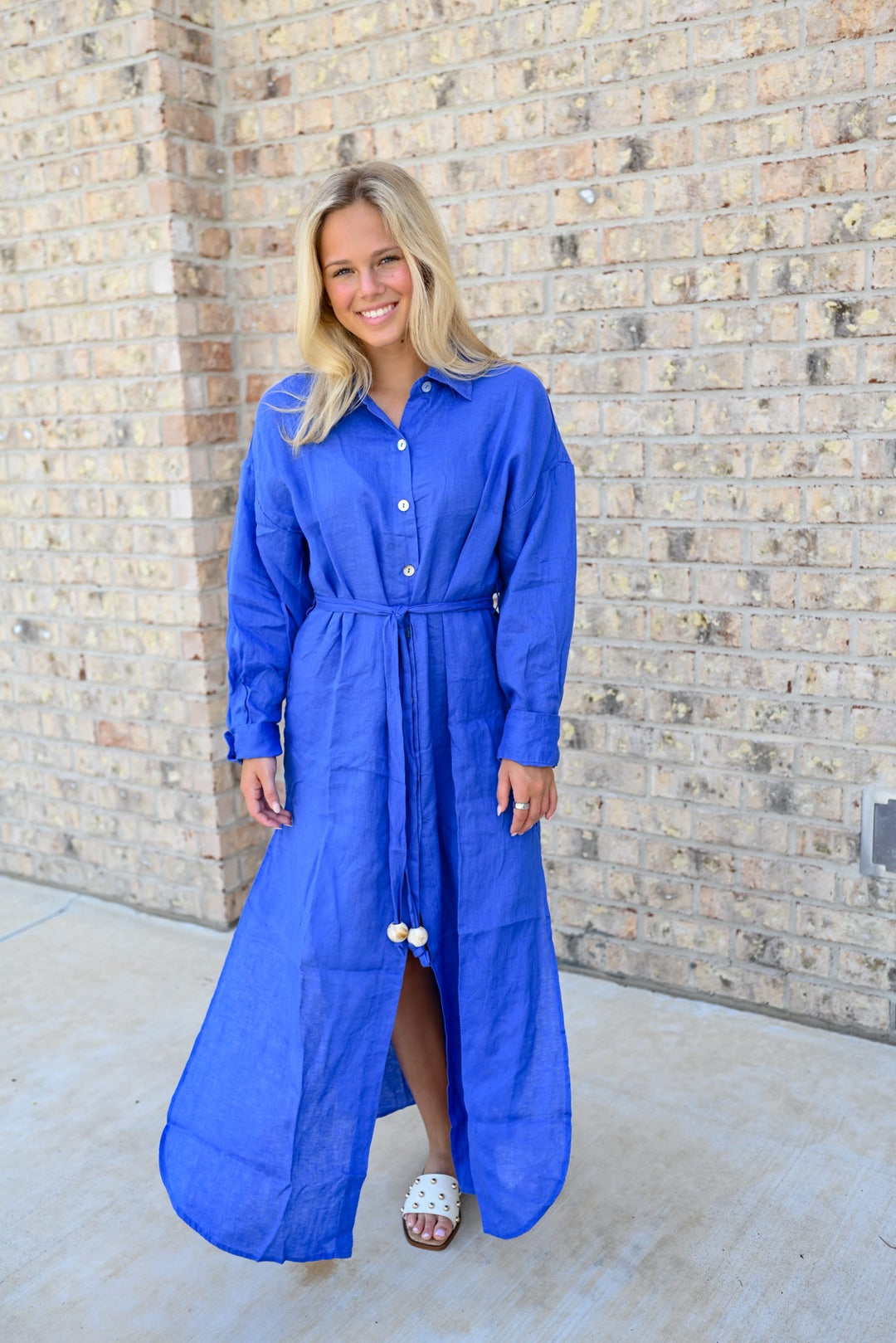 Solid Maxi Shirt Dress