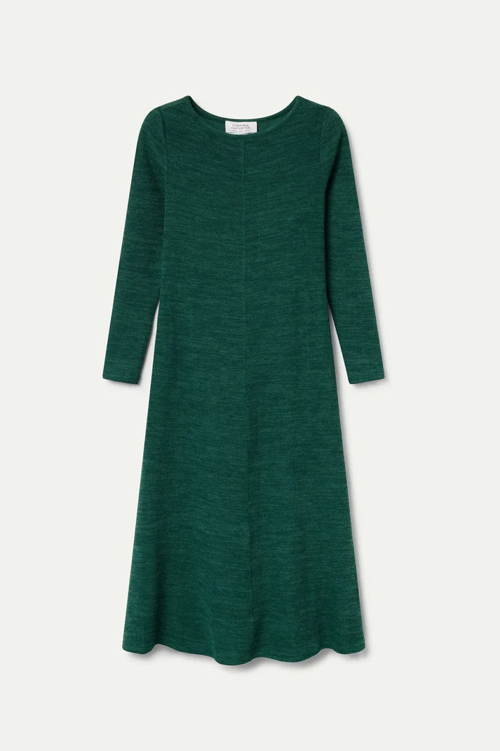 Green Ribbed Knit Midi Dress