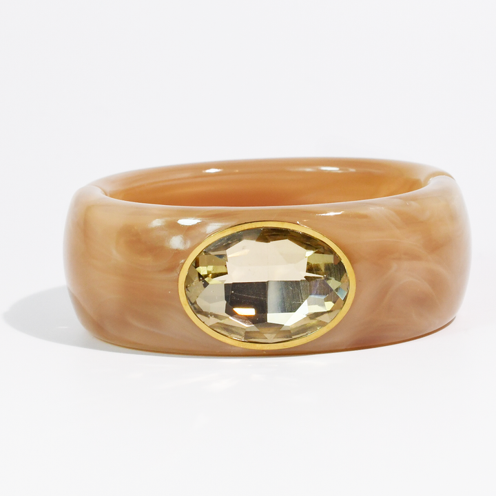 Gemstone Resin Cuff Bracelet: Olive