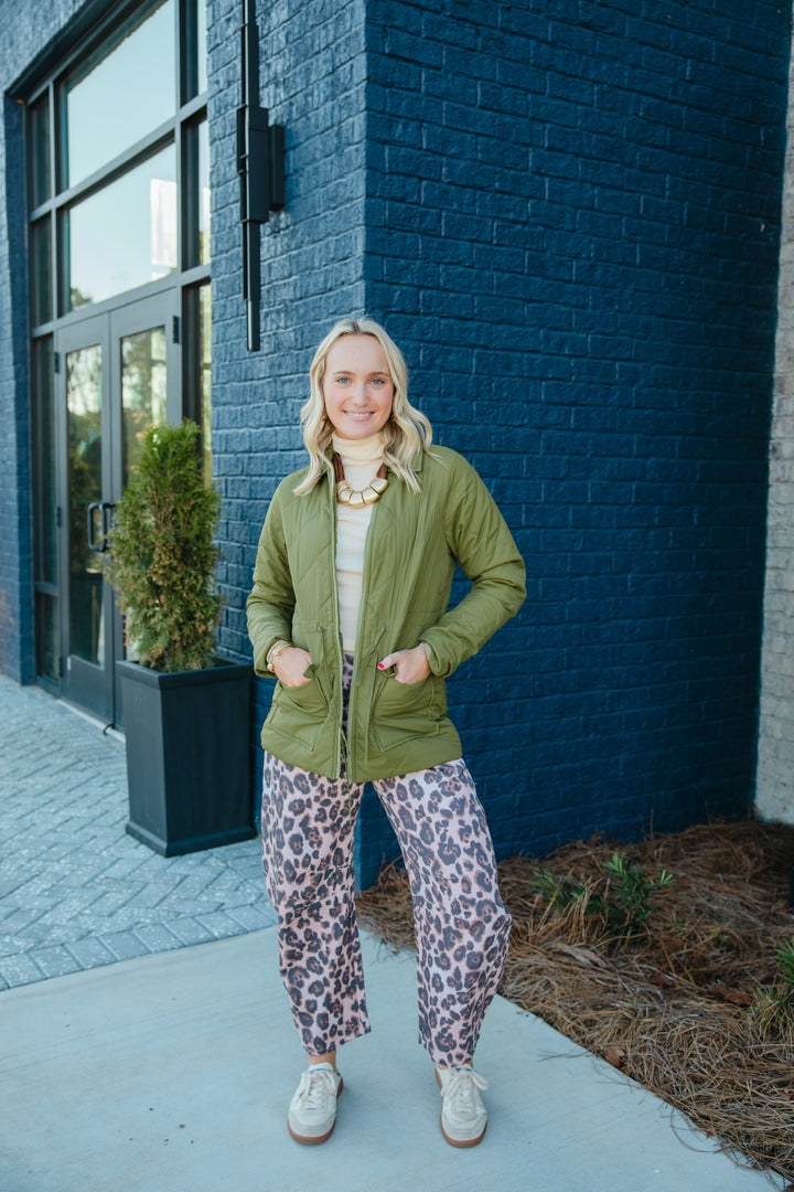 Leopard Barrel Leg Jeans