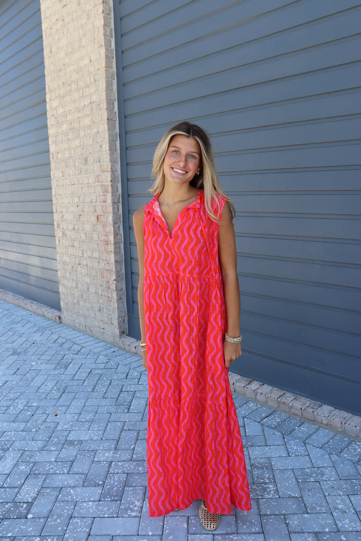 Pink Stripes Maxi Dress