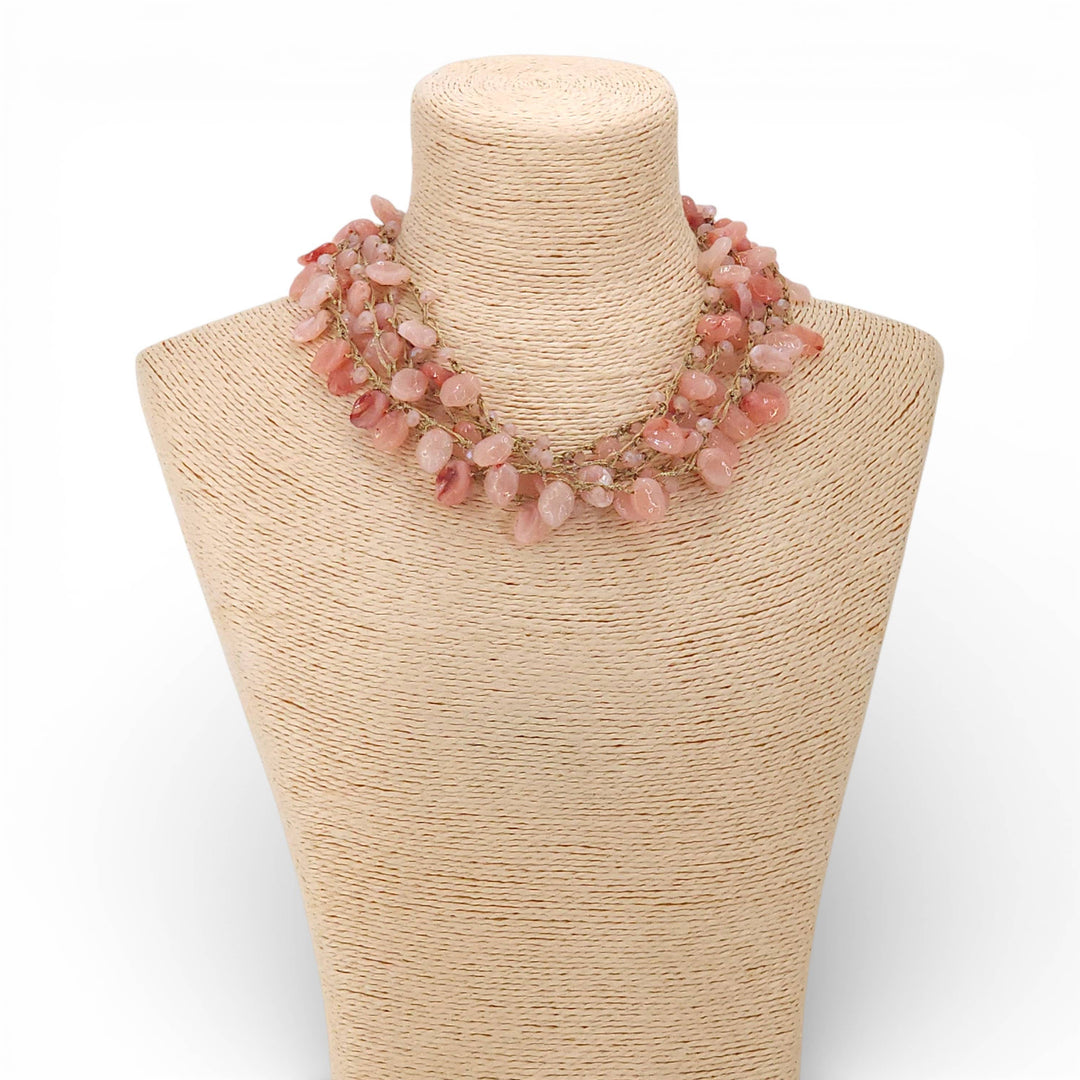 Pink Beaded Collar Necklace