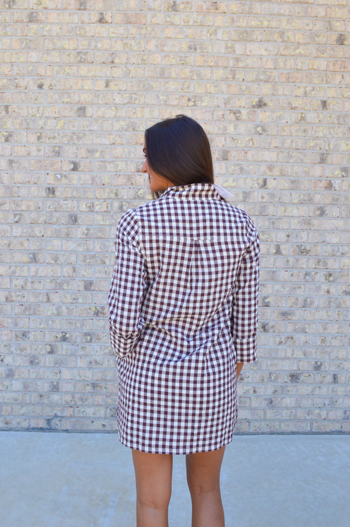 Savoy Shift Dress in Chocolate Check