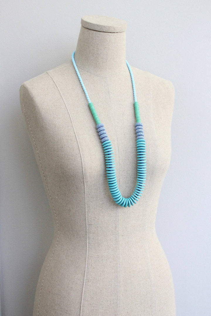 Turquoise and green long necklace