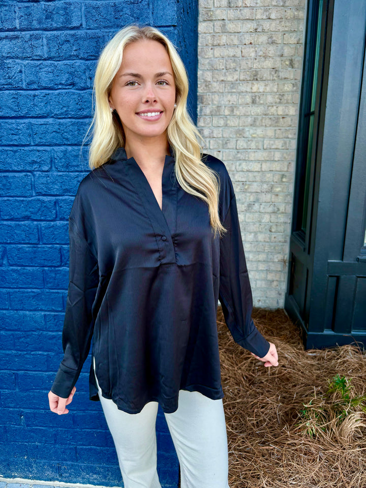 Black Iris Long Sleeve Blouse