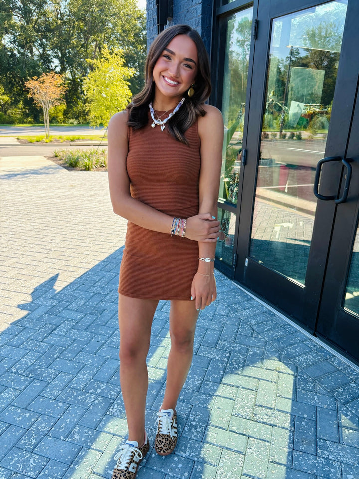 On a Stroll Brown Knit Set