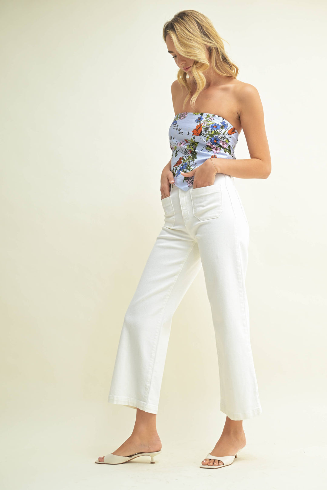 Off White Patch Pocket Wide Leg