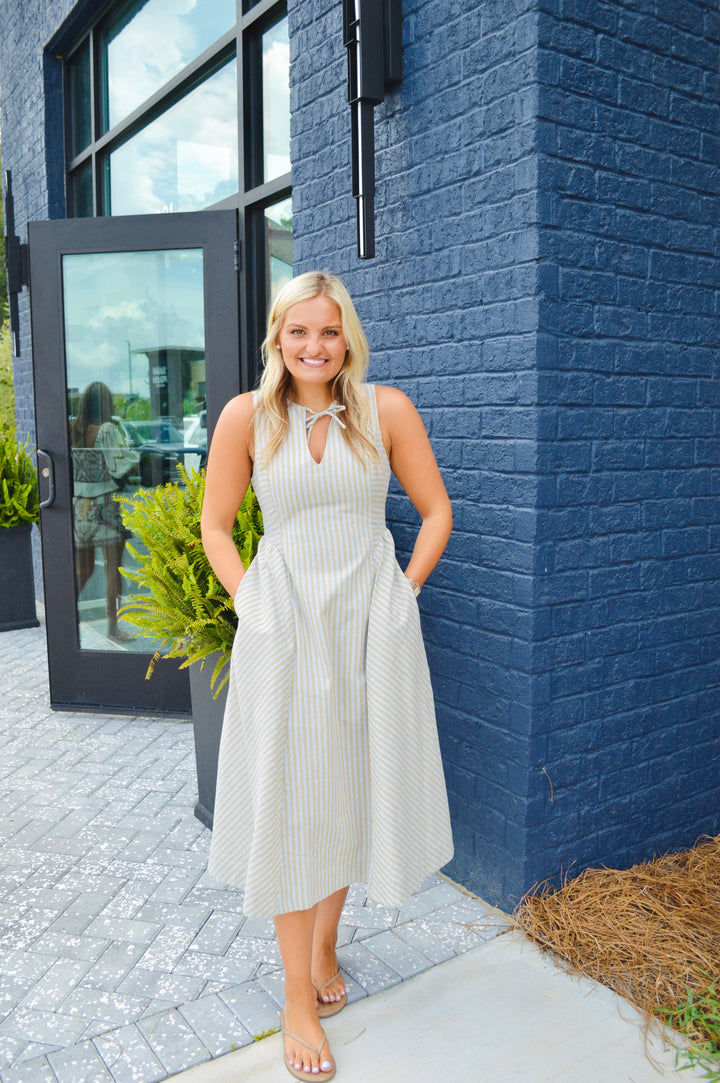 Linen Striped Maxi Dress