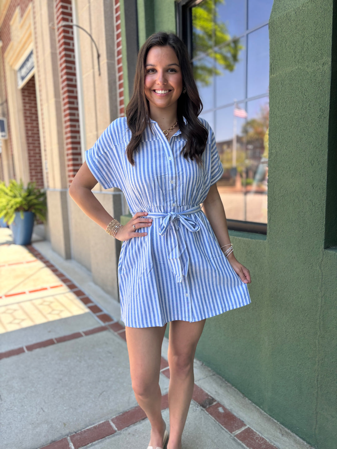 Blue Stripe Mini Dress