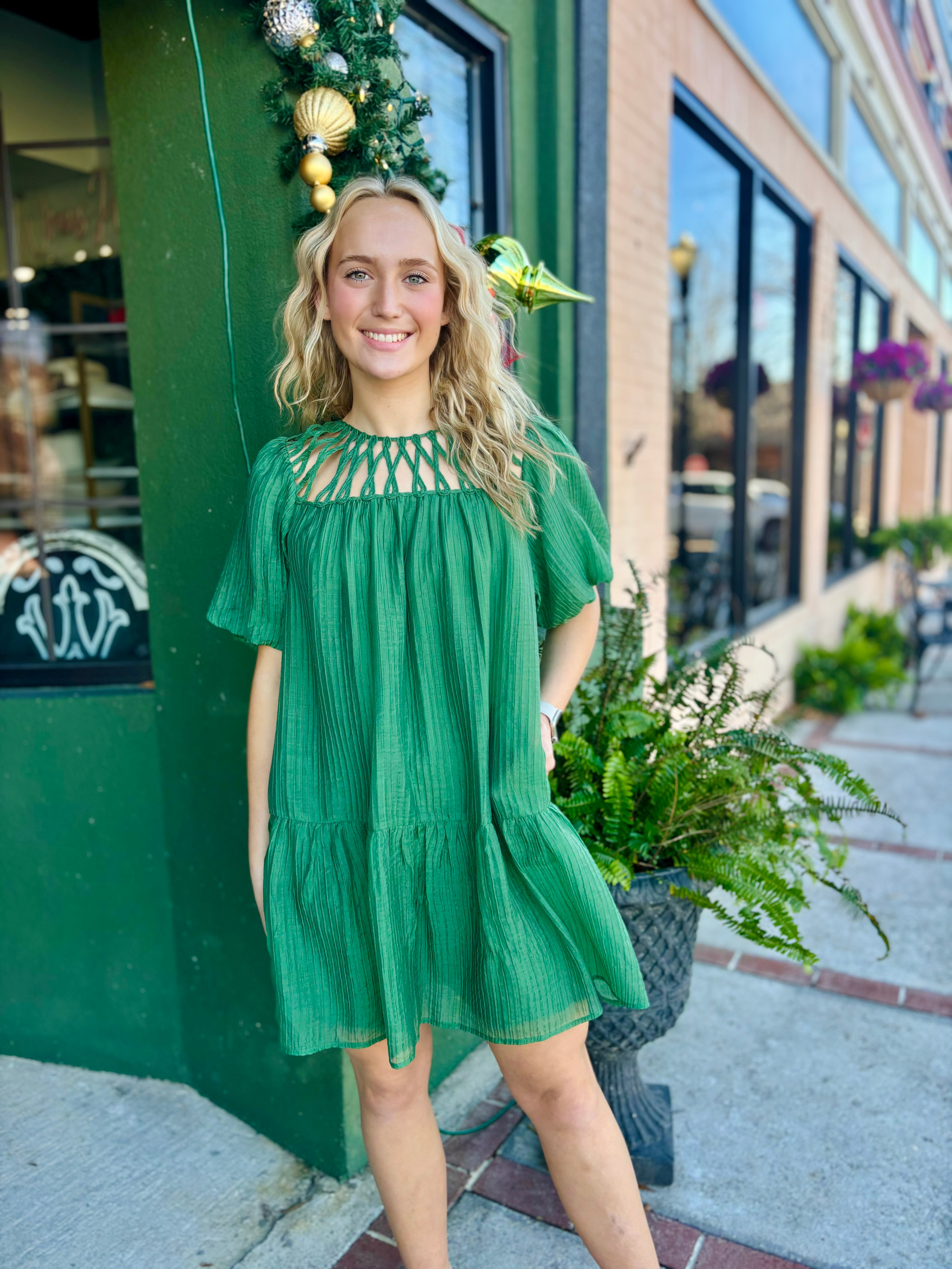 Green Yoke Dress