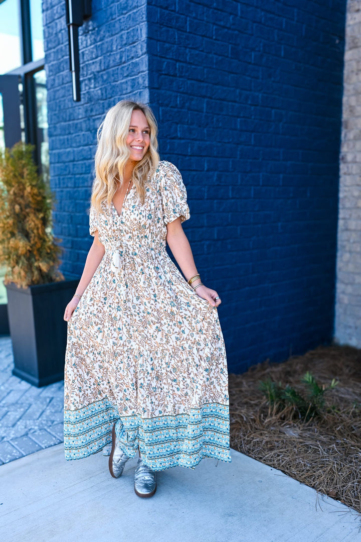 Blue Whimsy Printed Maxi Dress