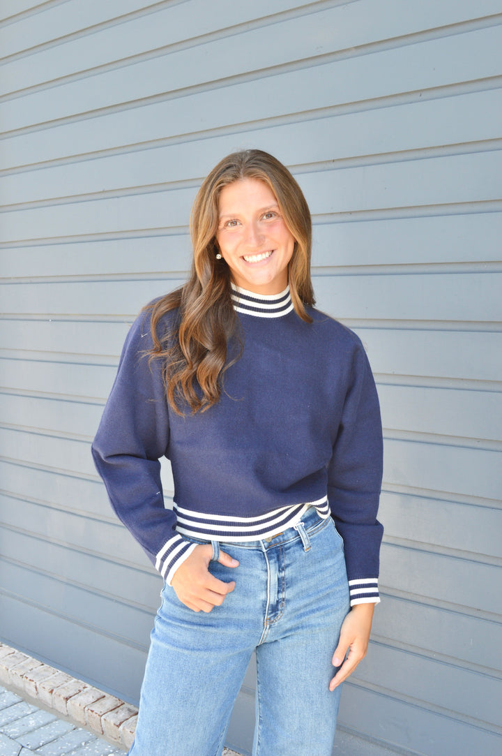 Gameday Dolman Navy Sweater