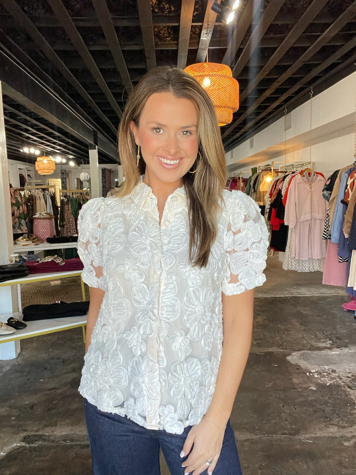 Ivory Floral Blouse