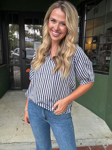 Puff Sleeve Striped Top