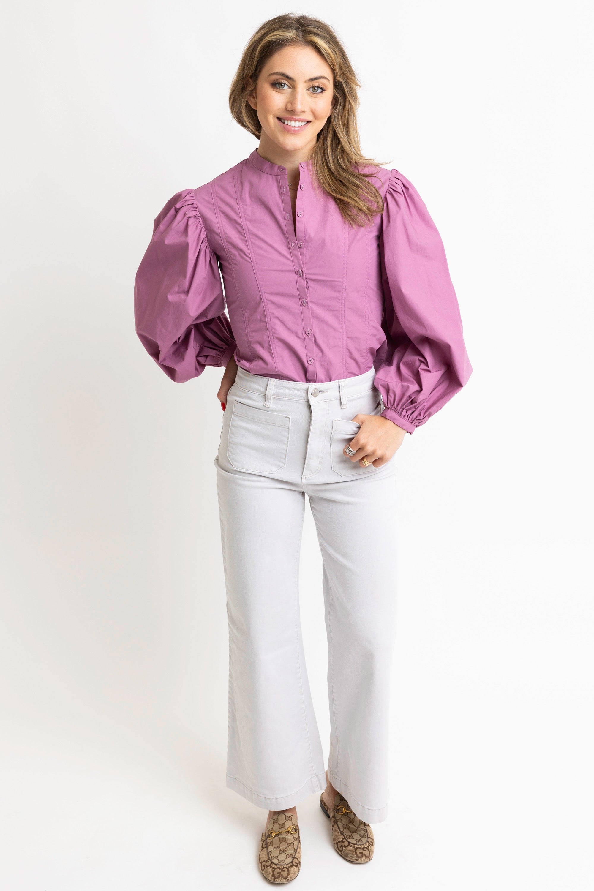 Purple Poplin Top