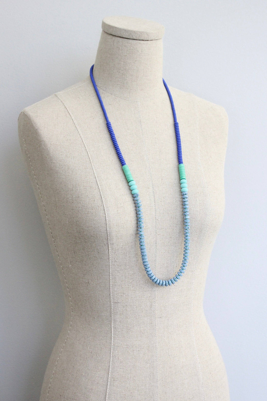 Cobalt and Lava Bead Long Necklace