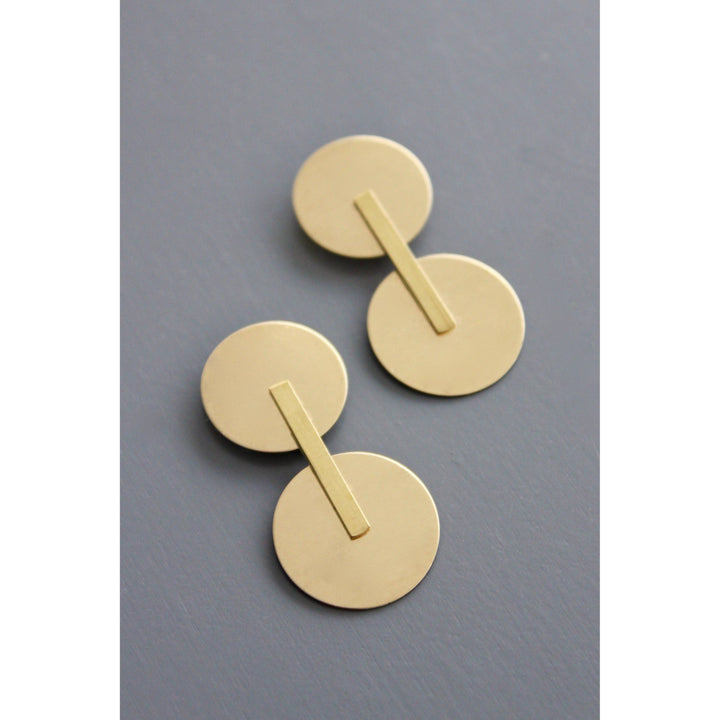 brass geometric post earrings