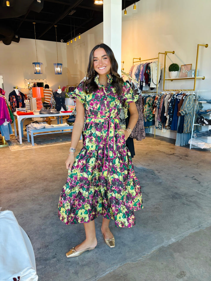 Lena Dress in Floral Jacquard