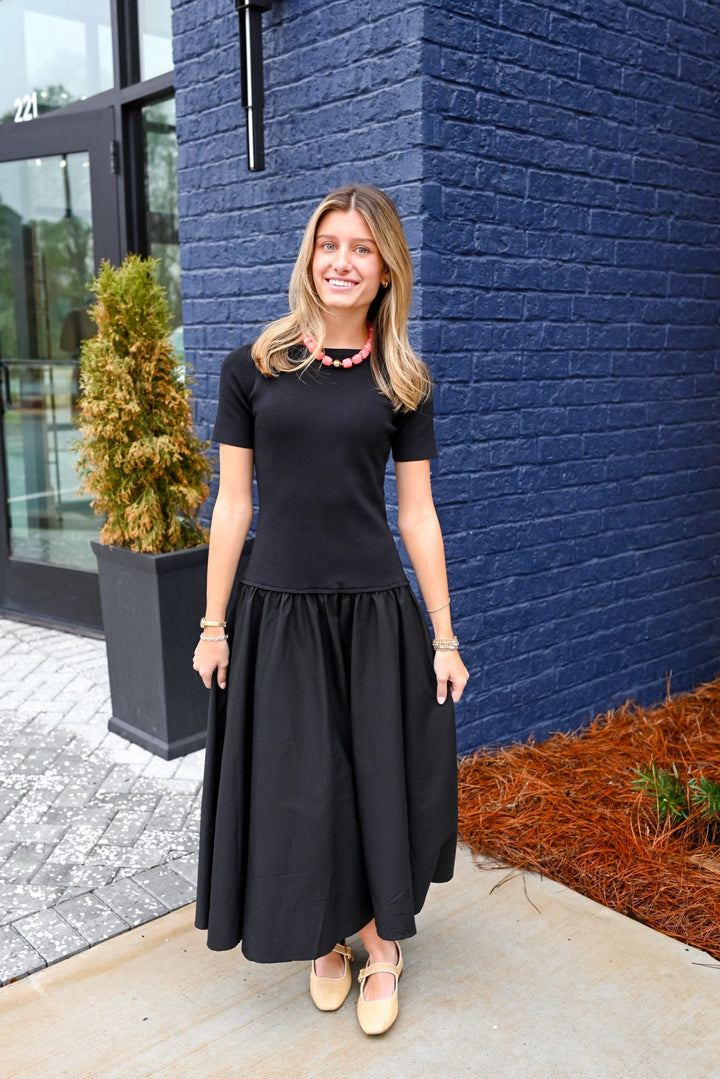 Delilah Black Mixed Media Dress