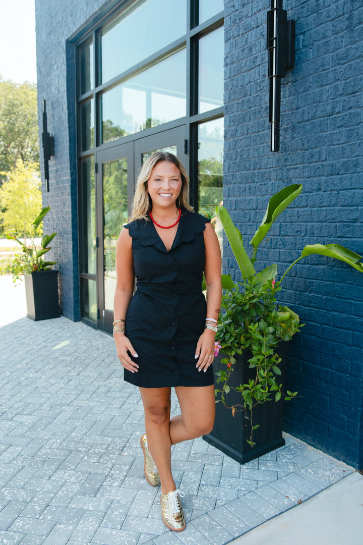 Black Scallop Neck Dress