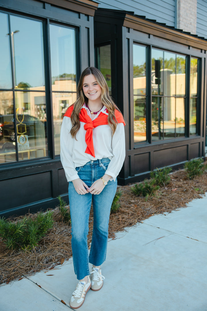Tulip Embroidered White Long Sleeve
