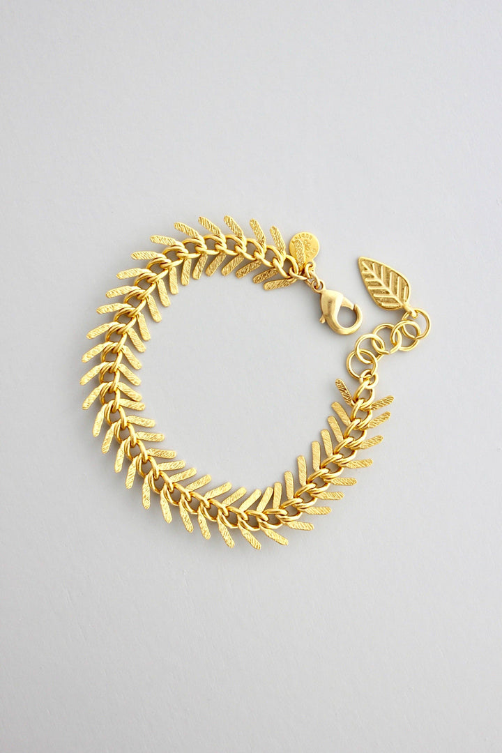 18k matte gold fish bone bracelet