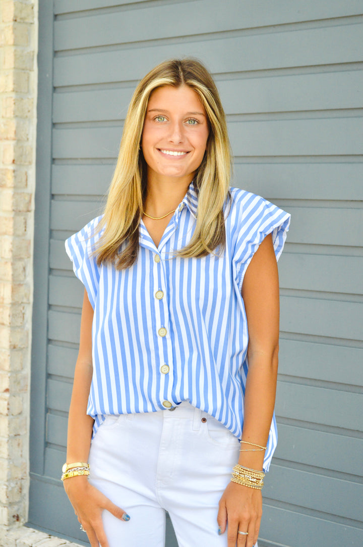 Striped Bubble Sleeve Top