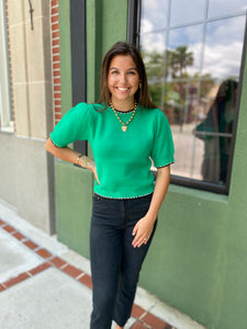 Green Knit Sweater Top