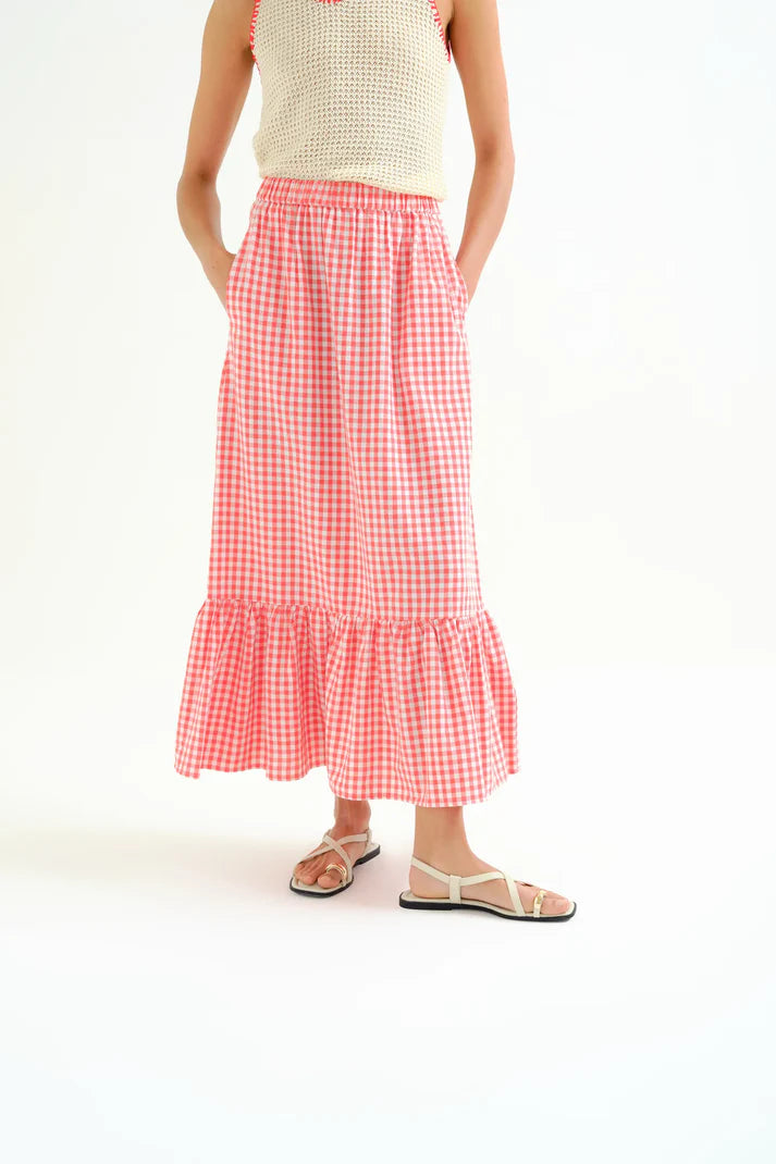 Red Gingham Maxi SKirt