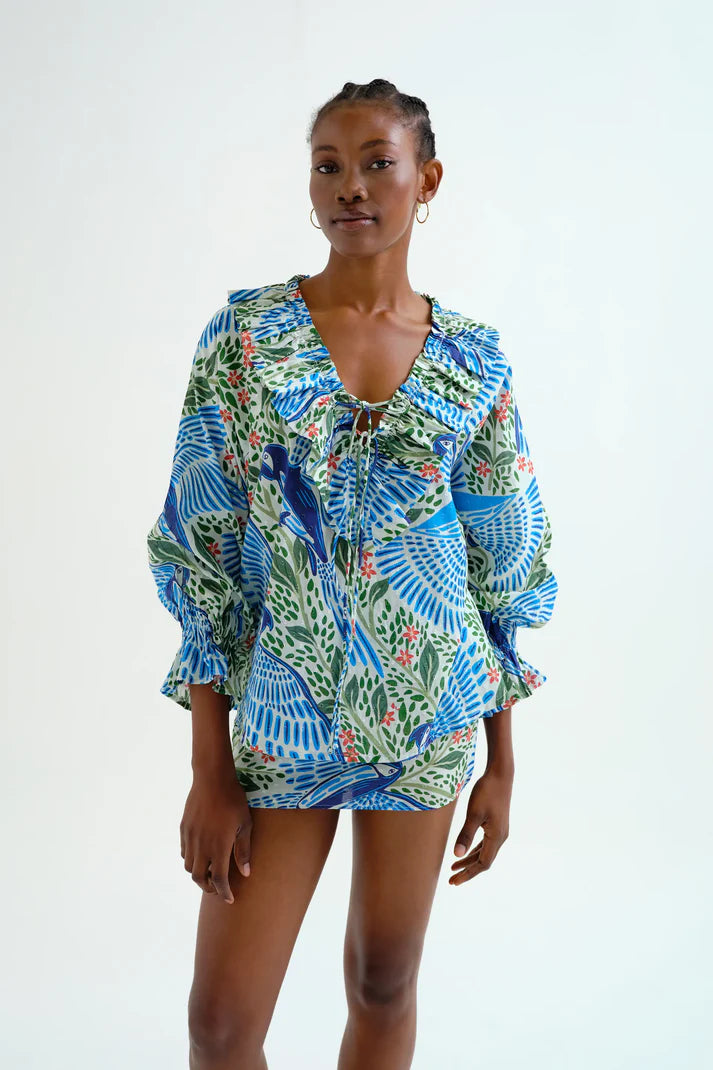 Paradise Puff Sleeve Printed Blouse