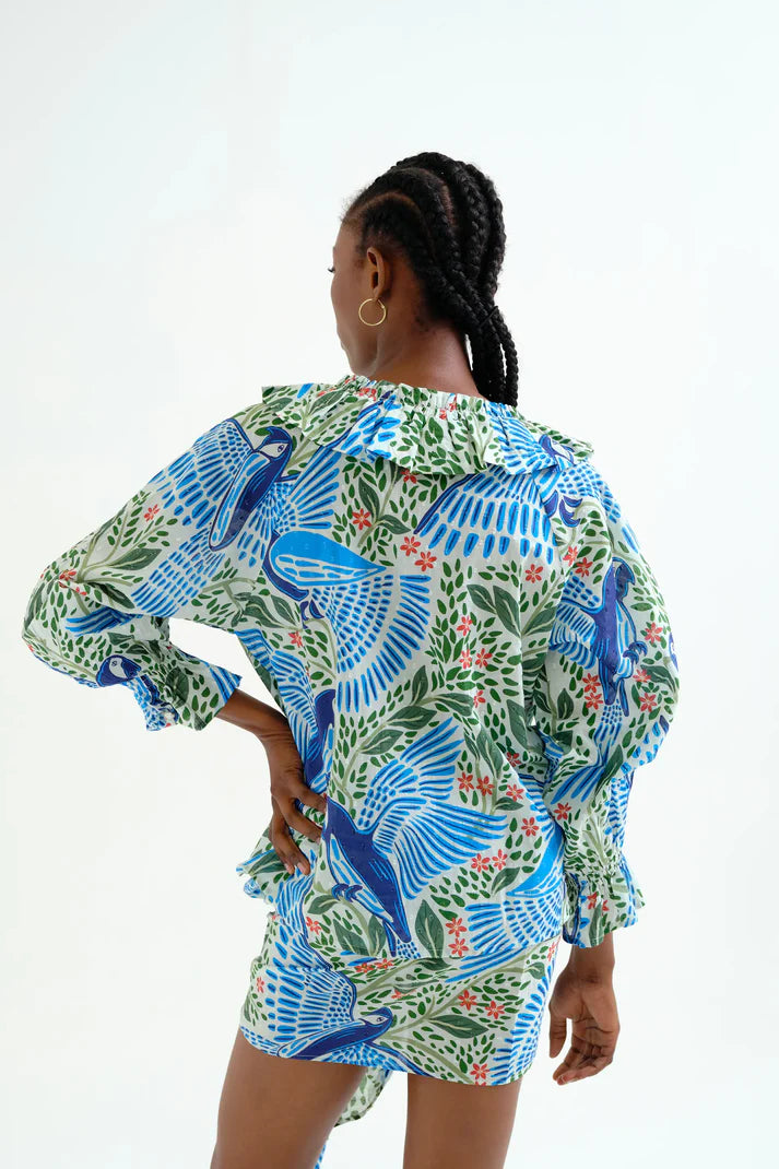 Paradise Puff Sleeve Printed Blouse