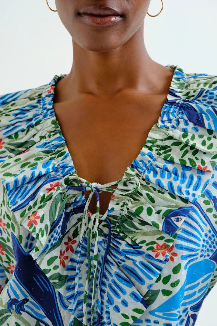 Paradise Puff Sleeve Printed Blouse