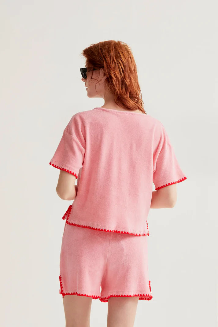 Pink Terry Shorts Set