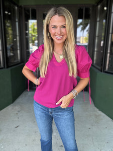 Magenta Ribbed Top