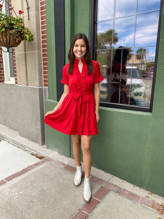 Red Ruffle Around Dress