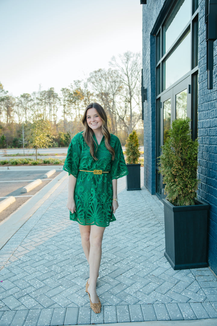 Lace High Neck Tunic Dress