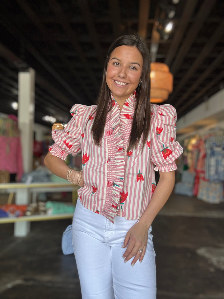 Stripe Ruffle Poppy Top