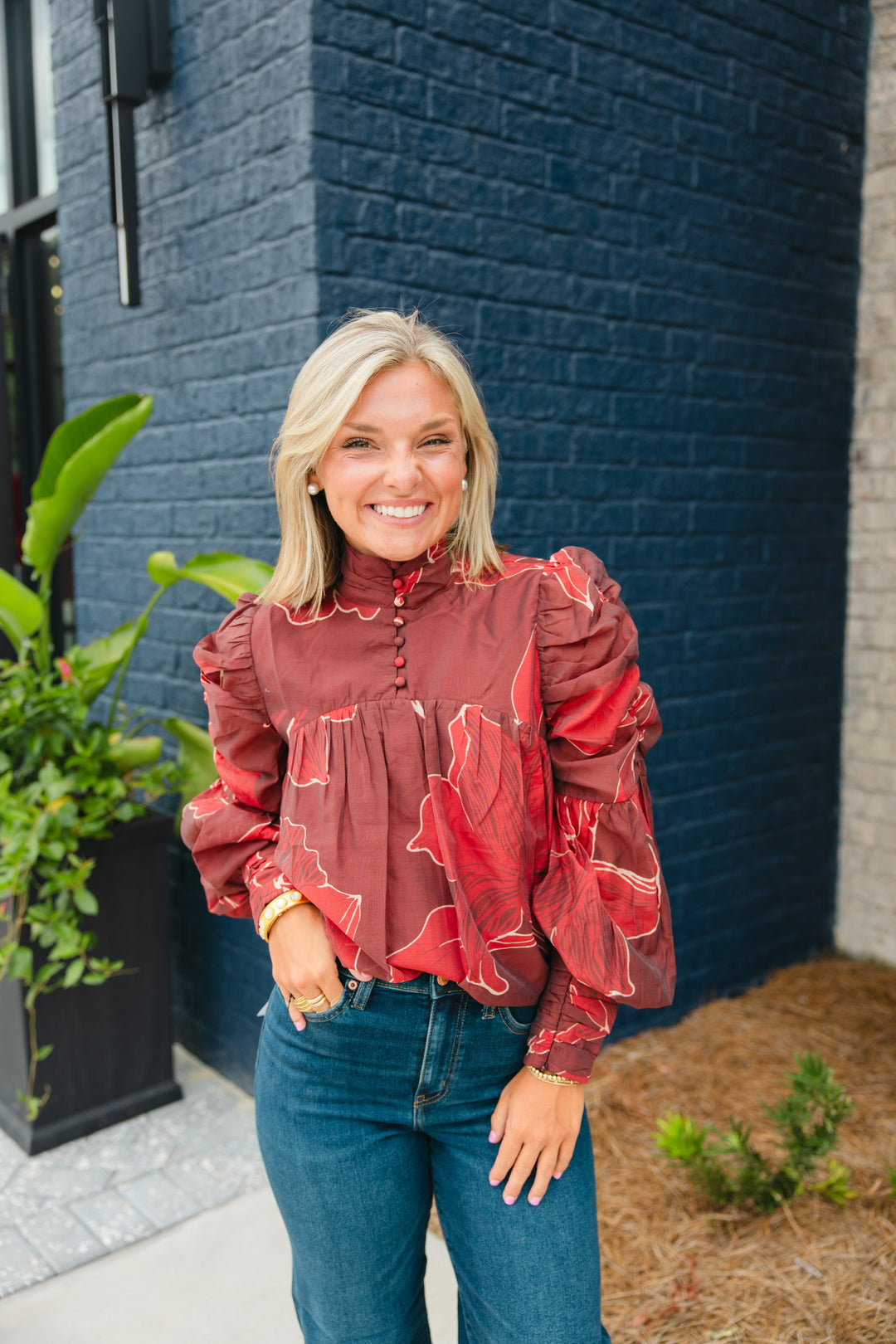 Burgundy Long Sleeve Top