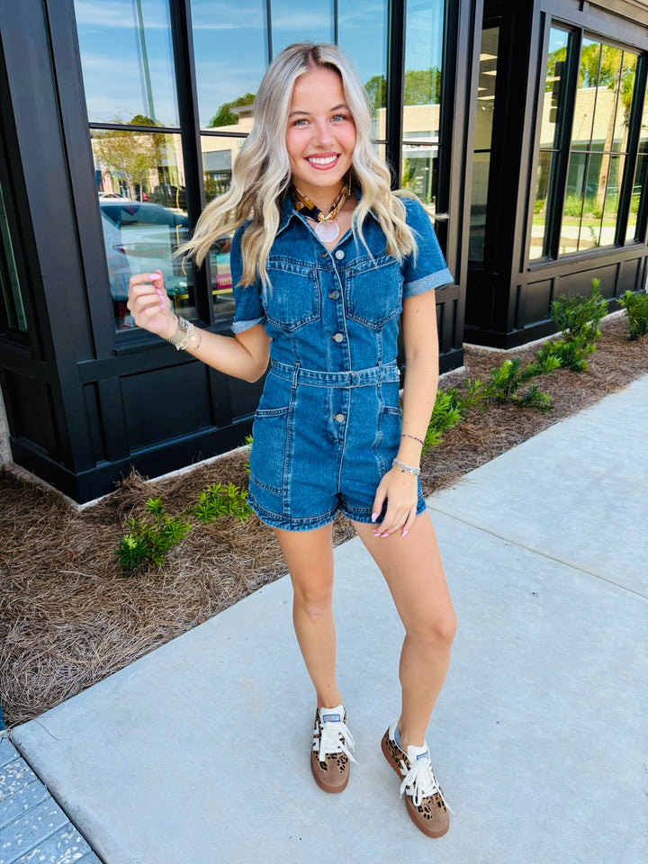 Short Sleeve Denim Romper