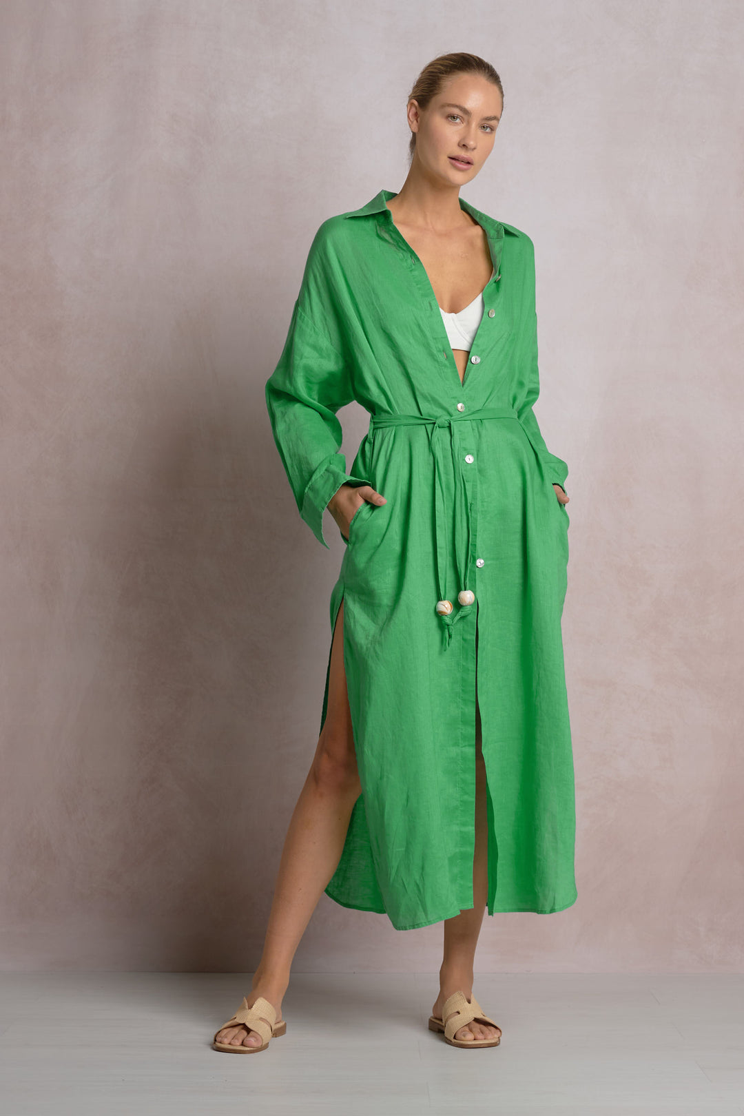 Solid Maxi Shirt Dress