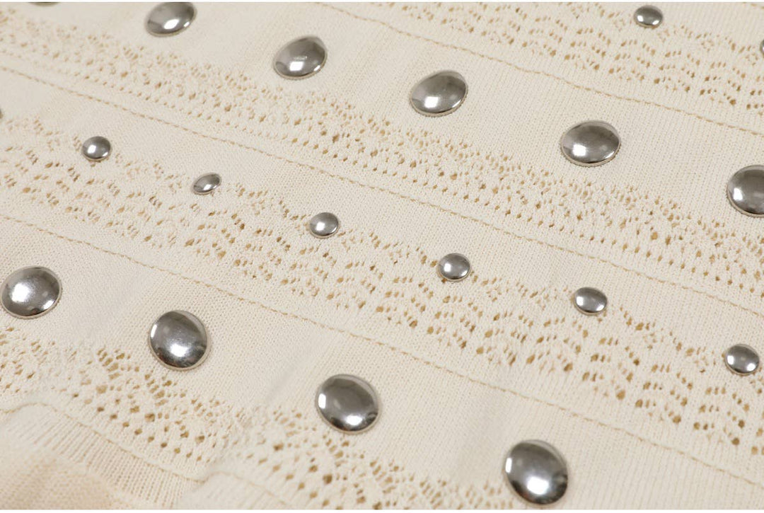 Apricot Sleeveless Rivet Knit Maxi Dress