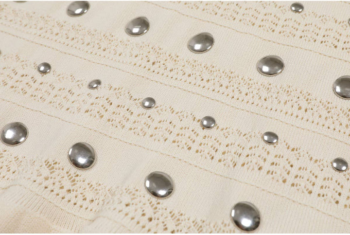 Apricot Sleeveless Rivet Knit Maxi Dress