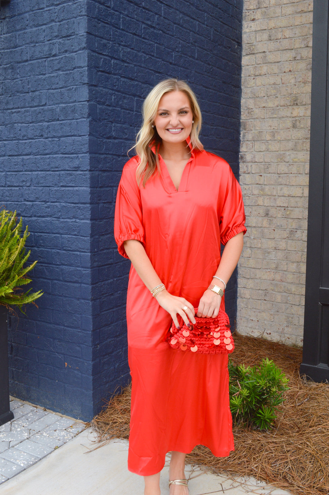 Blakely Midi Dress in Red