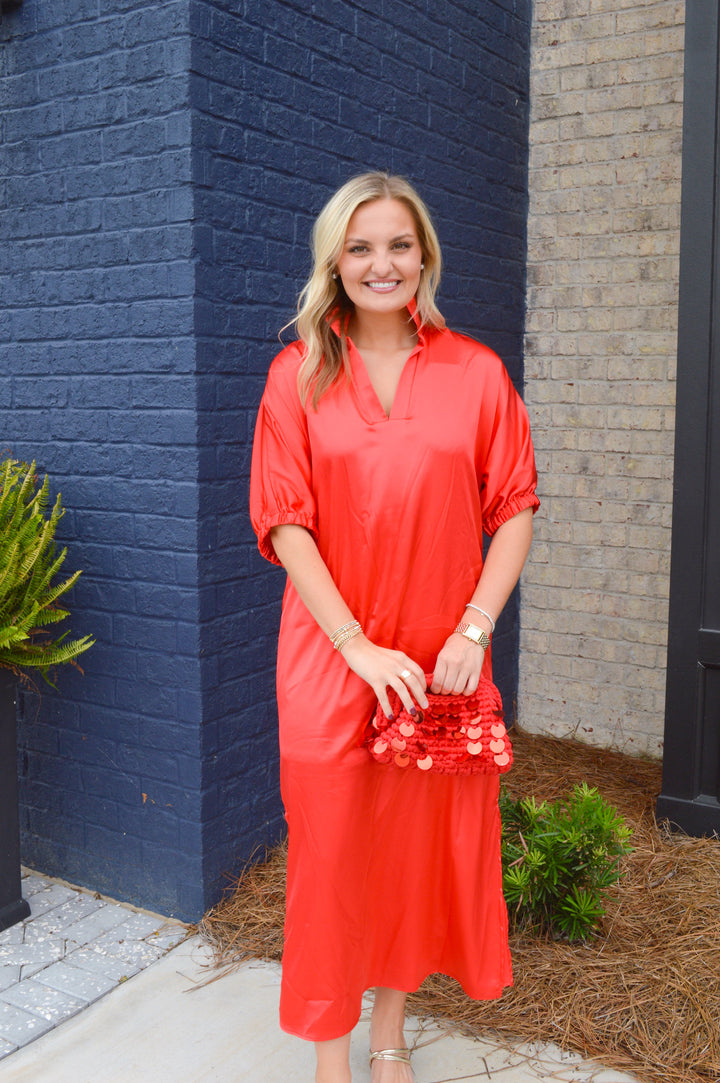 Blakely Midi Dress in Red
