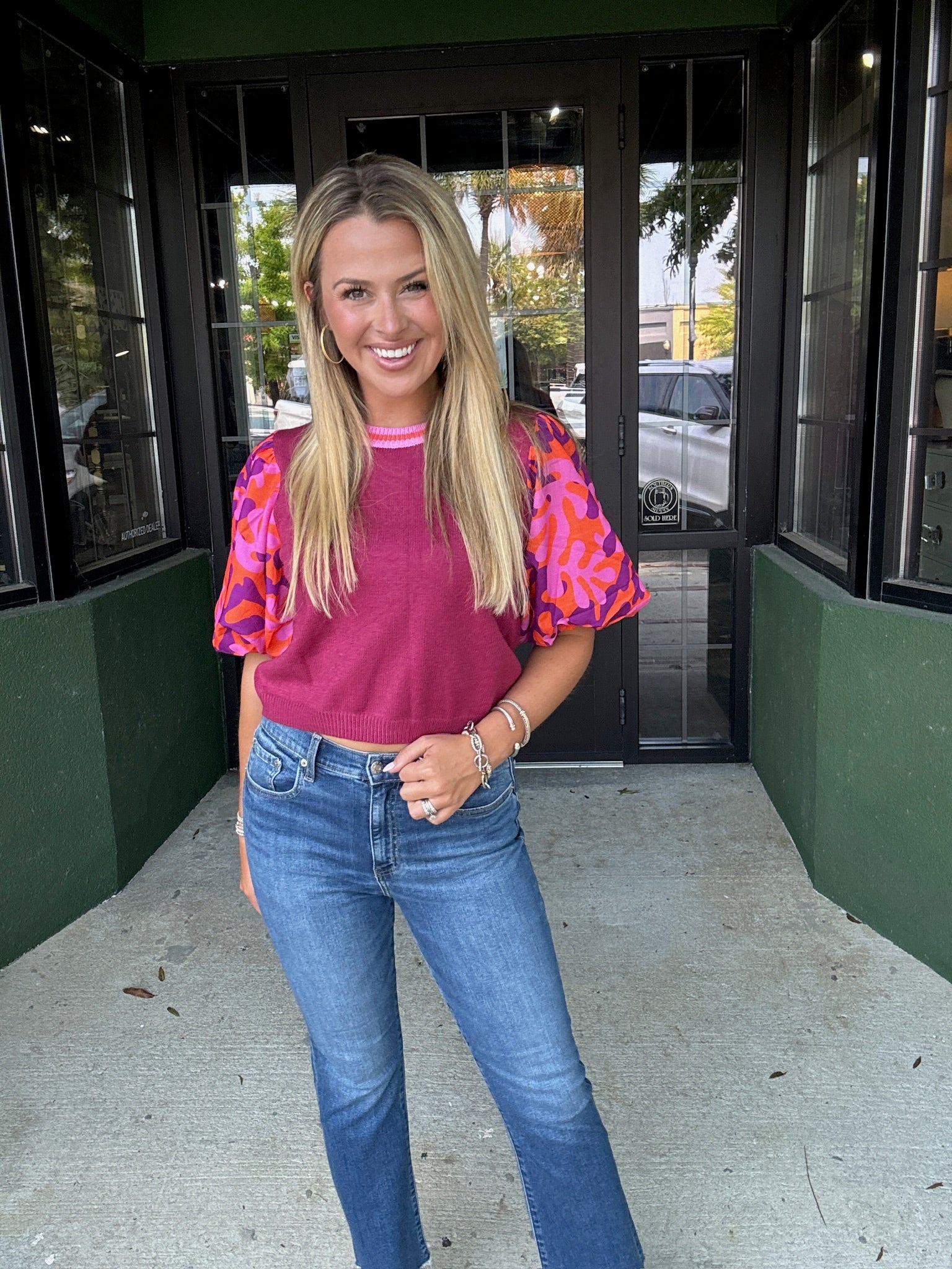 Plum Patterned Knit Top