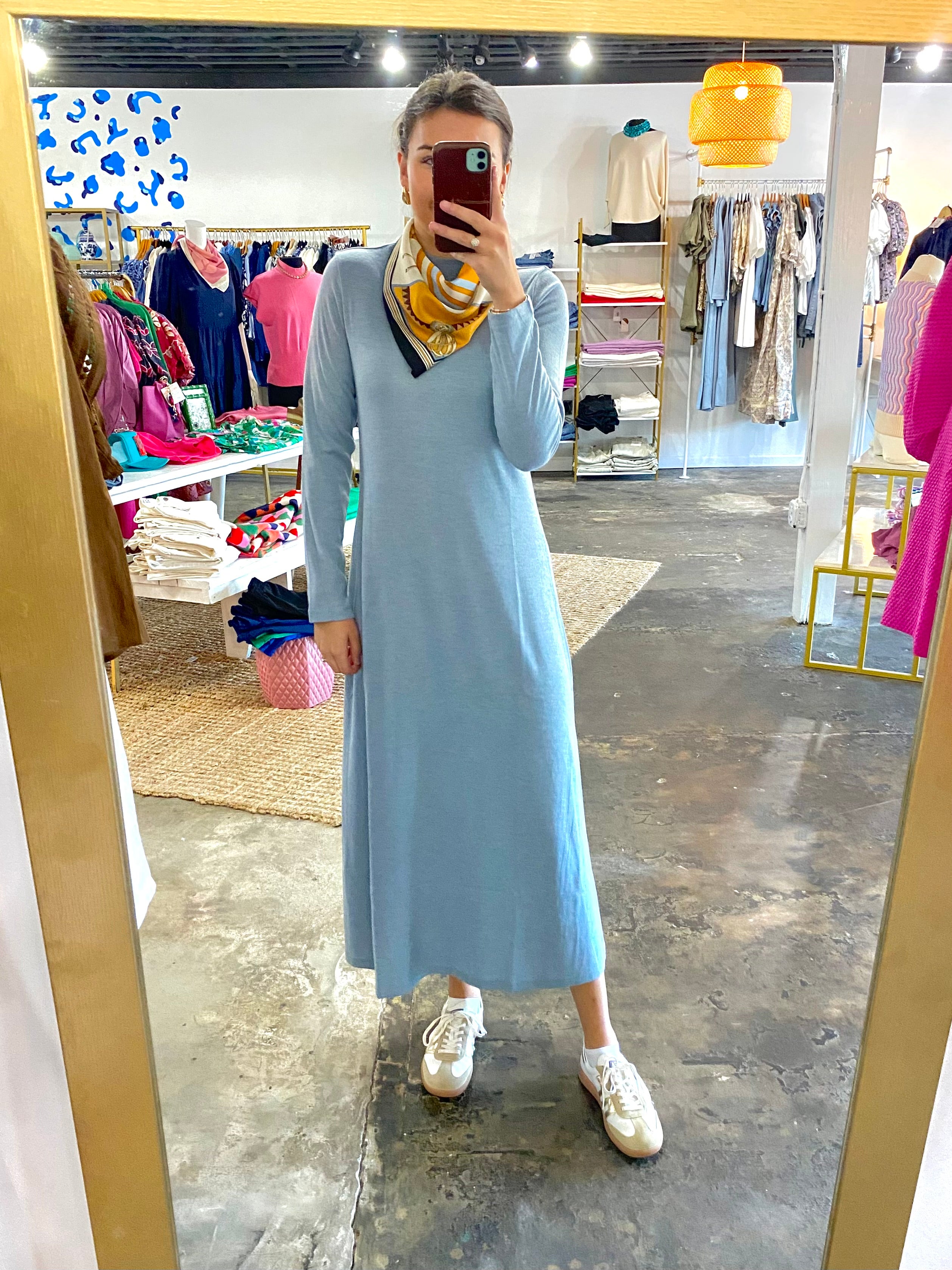 Ice Blue Maxi Sweater Dress