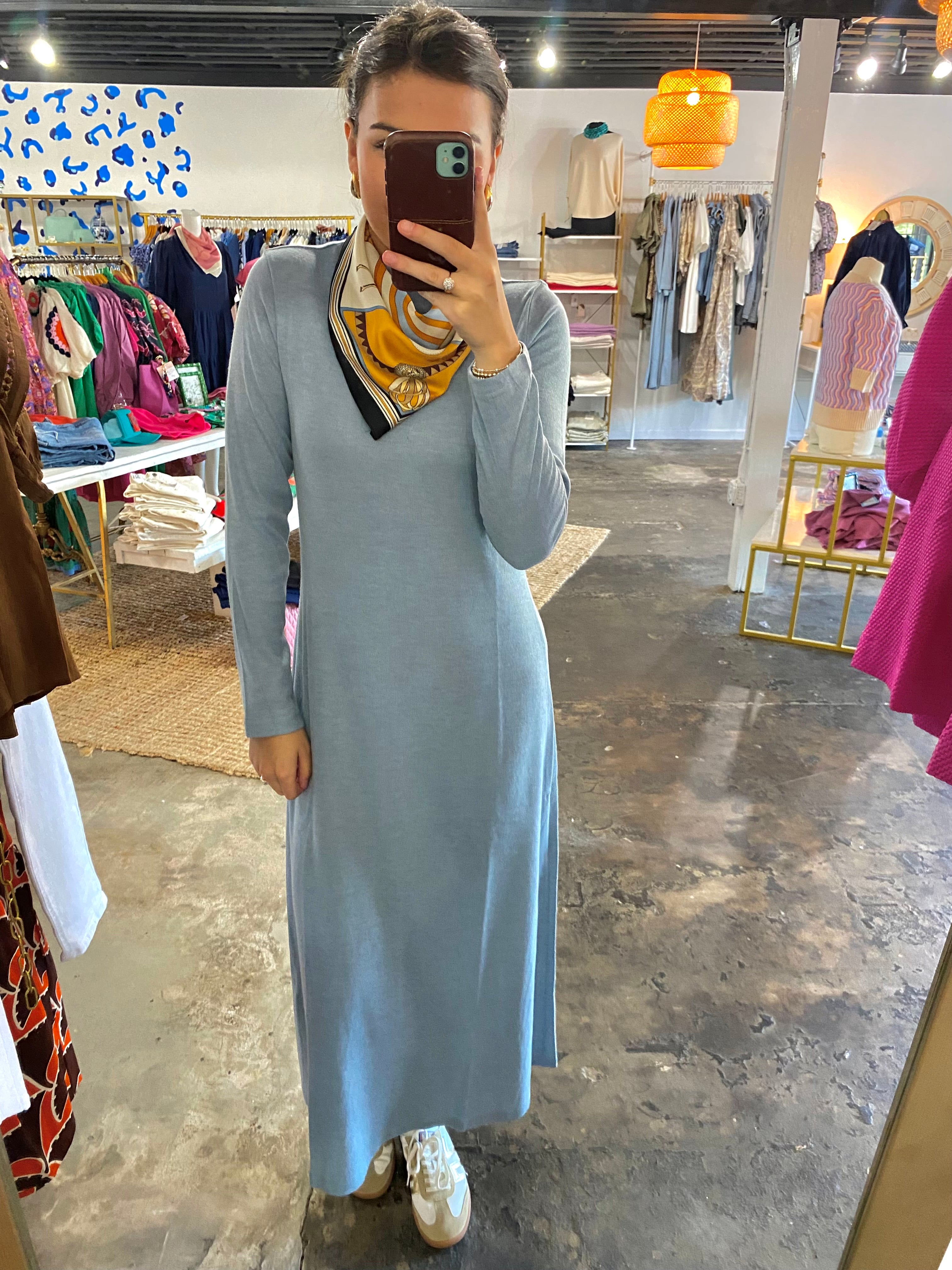 Ice Blue Maxi Sweater Dress