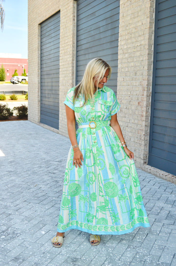 Seashell Belted Maxi Dress
