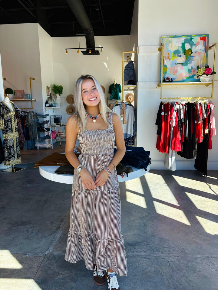 Chocolate Striped Midi Dress